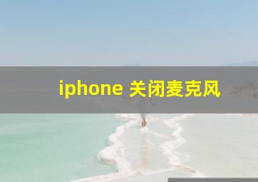 iphone 关闭麦克风